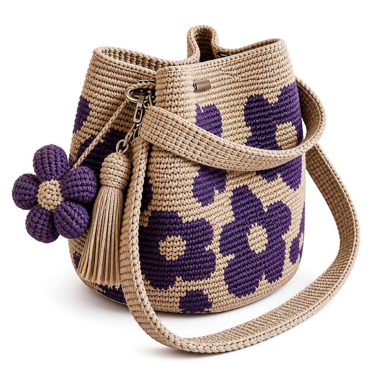 Naus's Flower Crochet tote Bag