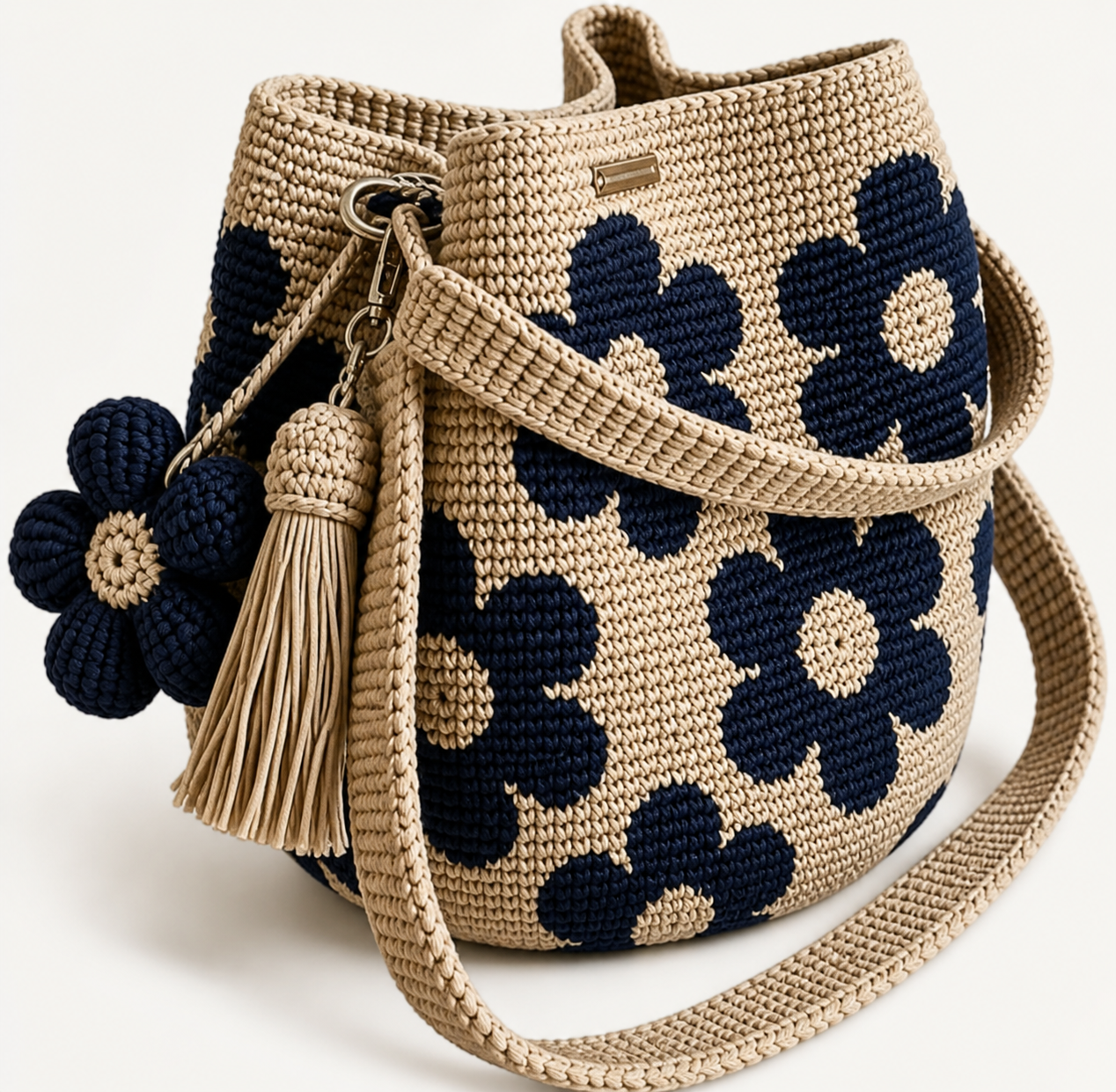 Naus's Flower Crochet tote Bag