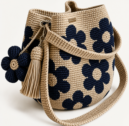Naus's Flower Crochet tote Bag